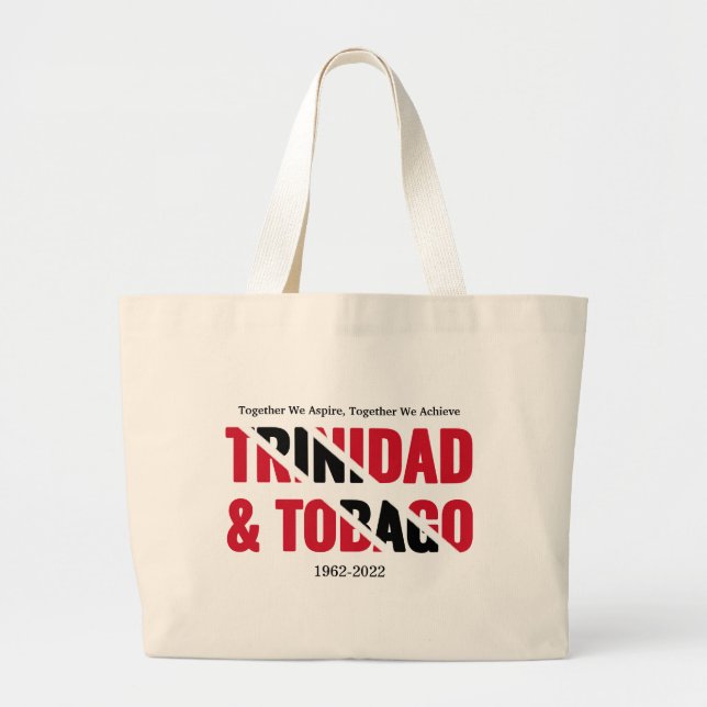 Patriotic TRINIDAD 60th Anniversary Large Tote Bag (Front)
