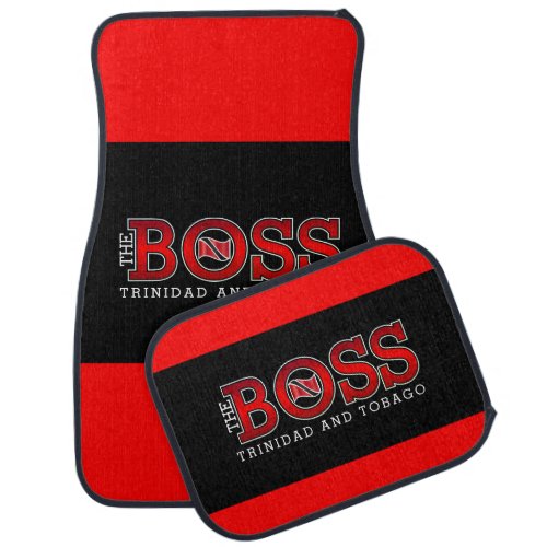 Patriotic Trinidad and Tobago Flag  BOSS on BLACK Car Floor Mat