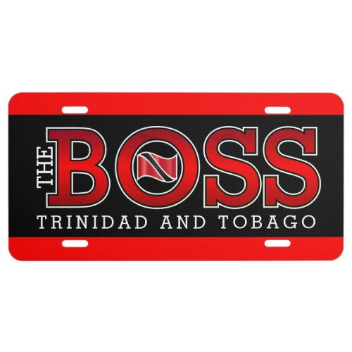 Patriotic Trinidad and Tobago Flag  BOSS on BLACK License Plate