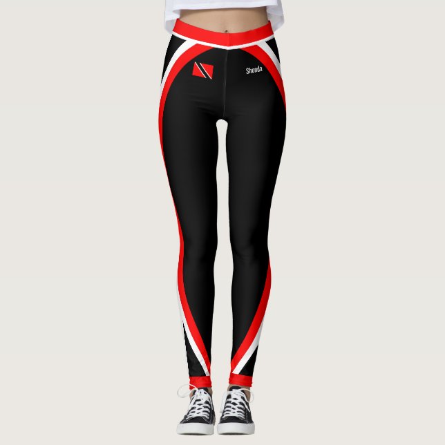 Patriotic Trinidad and Tobago Flag with Your Name Leggings (Front)