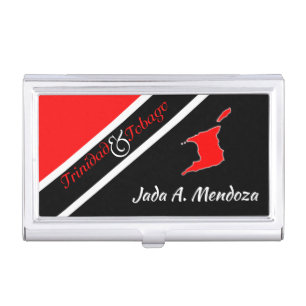 Patriotic Trinidad and Tobago Map with Your Name Business Card Case