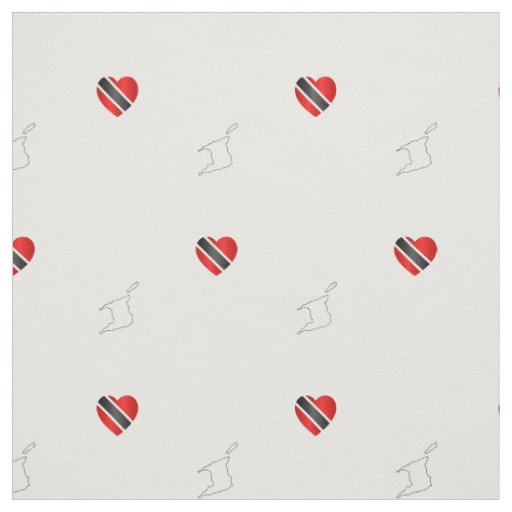 Patriotic Trinidad & Tobago Heart Flag and Map Fabric
