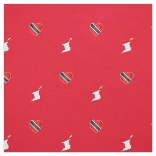 Patriotic Trinidad & Tobago Heart Flag and Map Fabric