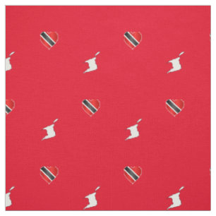 Patriotic Trinidad & Tobago Heart Flag and Map RED Fabric