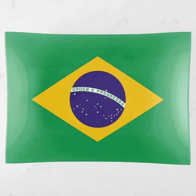 Patriotic trinket tray with flag of Brazil (Front)