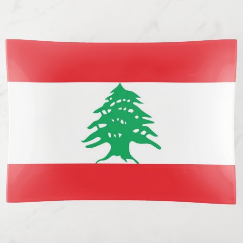 Patriotic trinket tray with flag of Lebanon