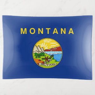 Patriotic trinket tray with flag of Montana, USA