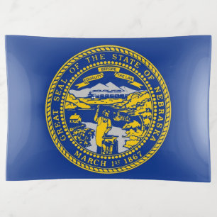 Patriotic trinket tray with flag of Nebraska, USA