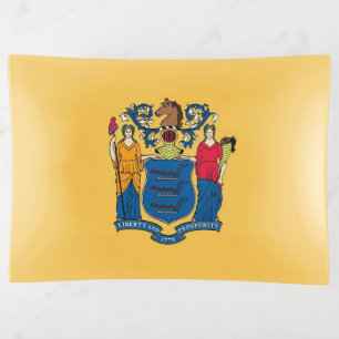 Patriotic trinket tray with flag of New Jersey