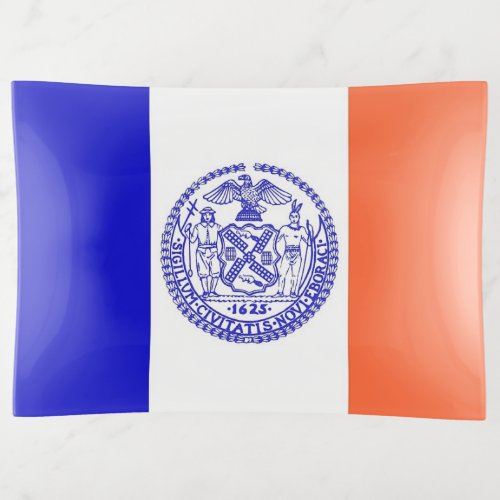 Patriotic trinket tray with flag of New York City