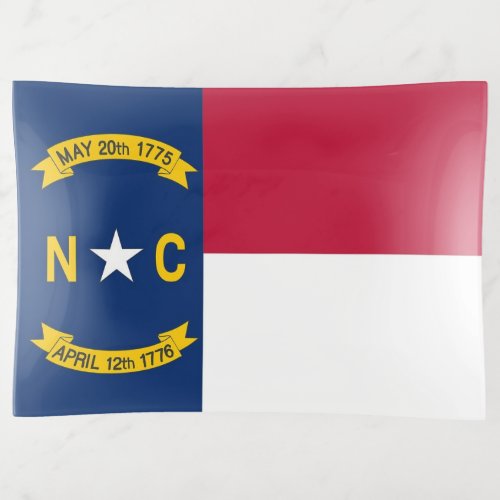 Patriotic trinket tray with flag of North Carolina