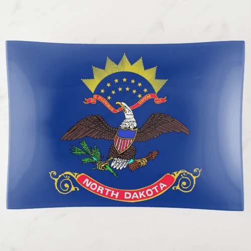 Patriotic trinket tray with flag of North Dakota