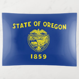 Patriotic trinket tray with flag of Oregon, USA