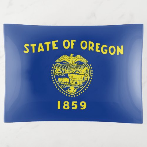 Patriotic trinket tray with flag of Oregon USA