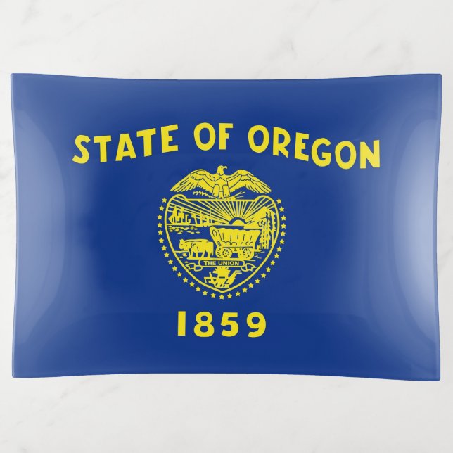 Patriotic trinket tray with flag of Oregon, USA (Front)