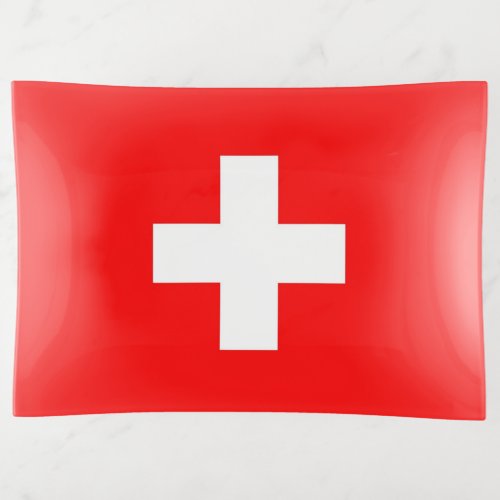 Patriotic trinket tray with flag of Switzerland