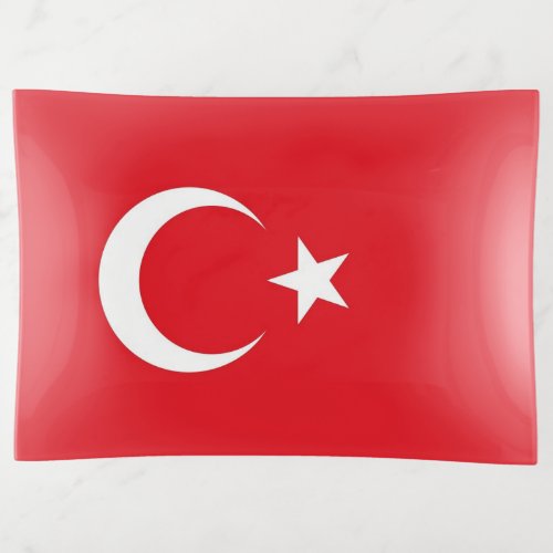 Patriotic trinket tray with flag of Turkey