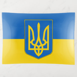 Patriotic trinket tray with flag of Ukraine