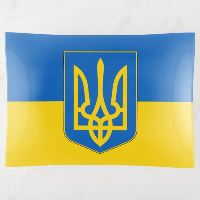 Patriotic trinket tray with flag of Ukraine (Front)