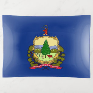 Patriotic trinket tray with flag of Vermont, USA