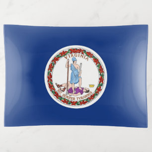 Patriotic trinket tray with flag of Virginia, USA