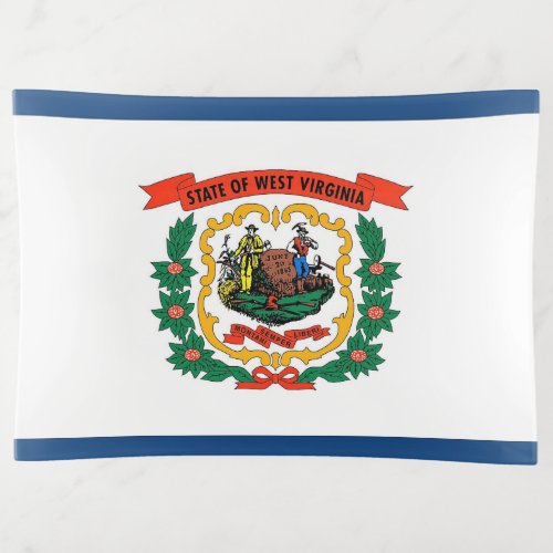 Patriotic trinket tray with flag of West Virginia