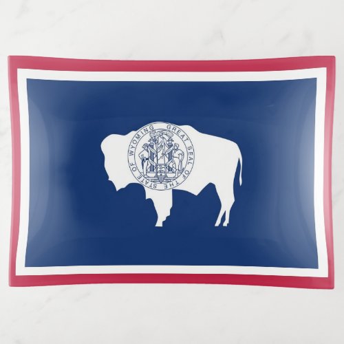 Patriotic trinket tray with flag of Wyoming USA