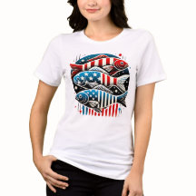 Patriotic Trio of Fish – Red, White & Blue Art Pri