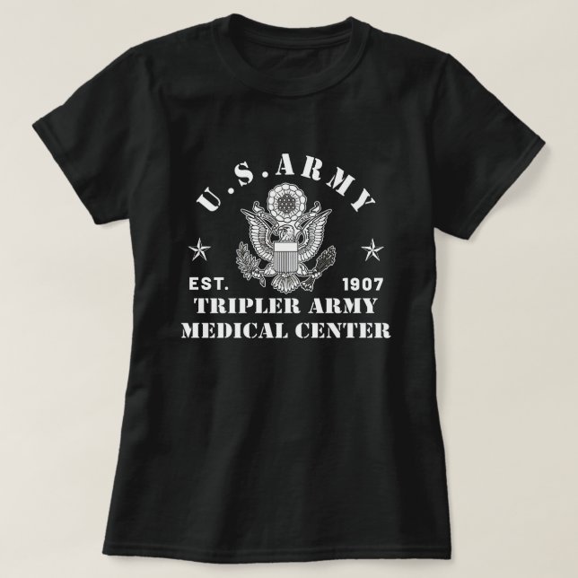 Patriotic Tripler Army Medical Center Hawaii Hi Ar T-Shirt (Design Front)