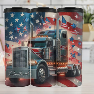 Patriotic Truck American Celebration Thermal Tumbler