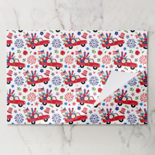 Patriotic truck and fireworks Paper placemats