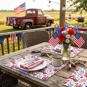 Patriotic truck and fireworks Paper placemats