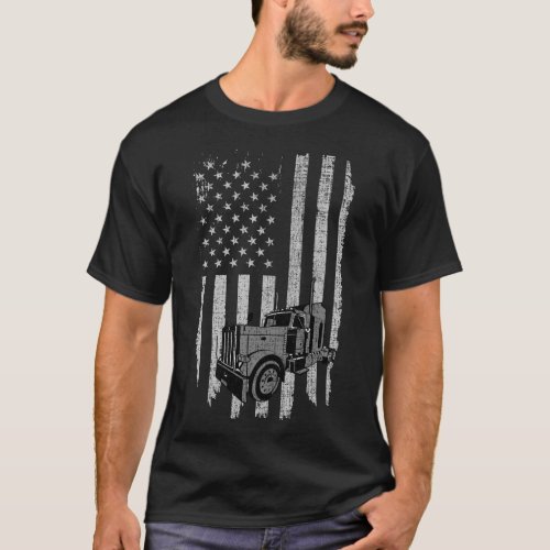 Patriotic Truck Driver American Flag Trucker T_Shirt