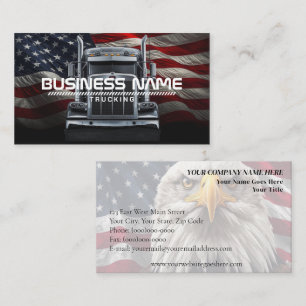 Patriotic Trucking – American Flag & Semi Truck Business Card