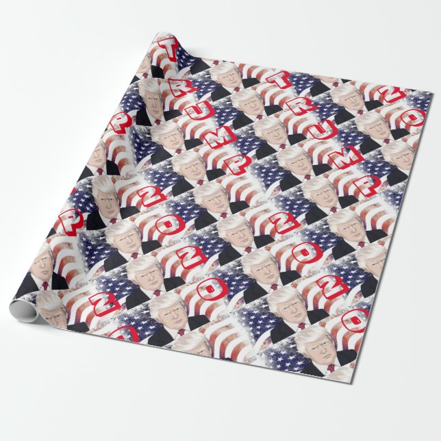 Patriotic Trump 2020 Wrapping Paper (Unrolled)