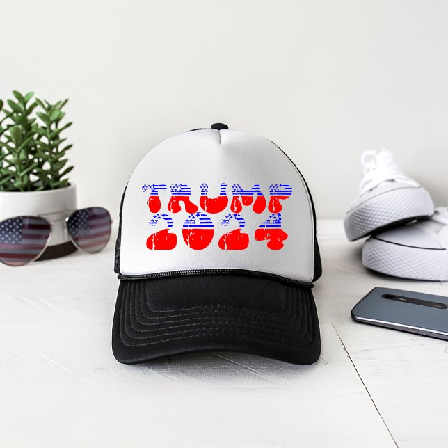  Patriotic Trump 2024 Retro Vintage  Trucker Hat (Patriotic Trump 2024 Retro Vintage Trucker Hat)