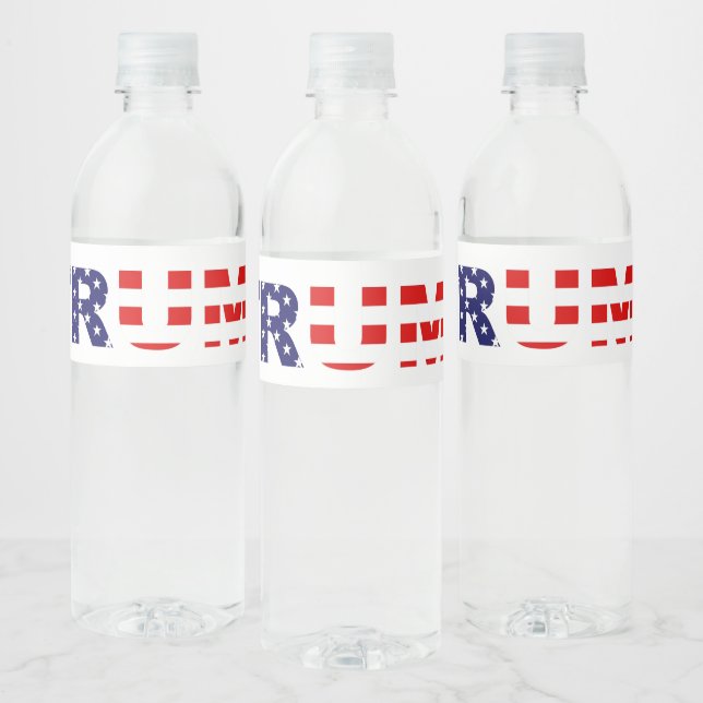 Patriotic Trump Typography Water Bottle Label (Bottles)