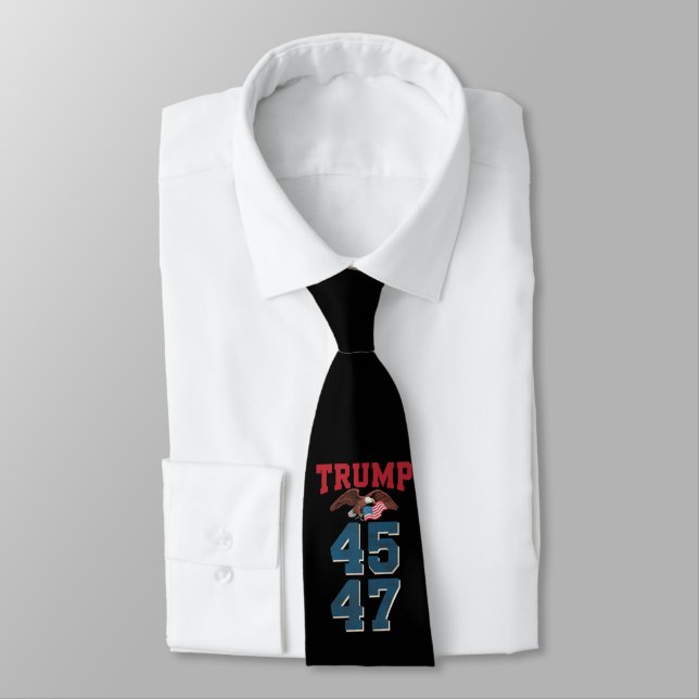 Patriotic Trump Won 45 and 47 Victory Winner Trump Neck Tie (Tied)