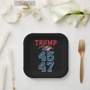 Patriotic Trump Won 45 and 47 Victory Winner Trump Paper Plates