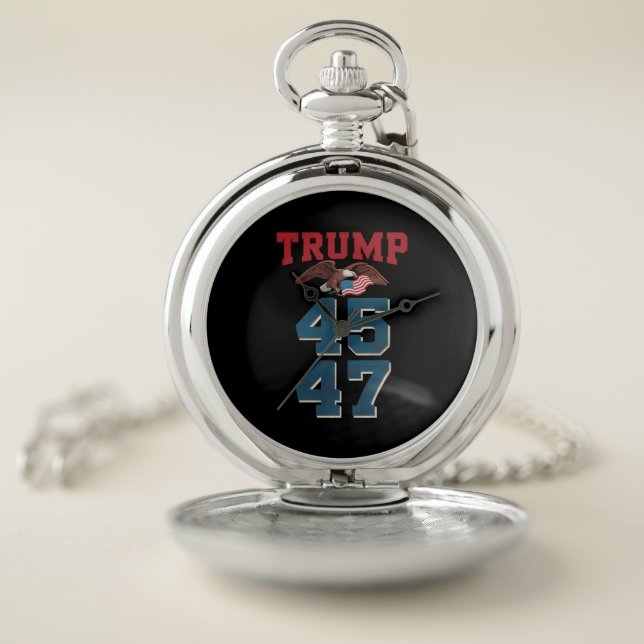 Patriotic Trump Won 45 and 47 Victory Winner Trump Pocket Watch (Inside)