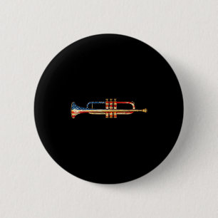 Patriotic trumpet player american flag 4th of july button