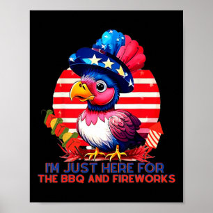 Patriotic Turkey 4th Of July Bbq Fireworks Party  Poster