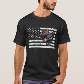 Patriotic Turkey American Flag Thanksgiving USA T-Shirt