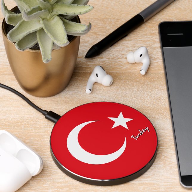 Patriotic Turkey Charger, Turkish Flag Wireless Charger (Desk 2)