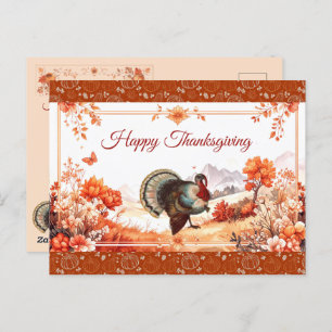 Patriotic Turkey Thanksgiving Holiday Postcard