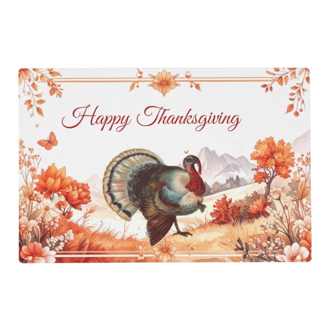 Patriotic Turkey Thanksgiving  Placemat (Front)