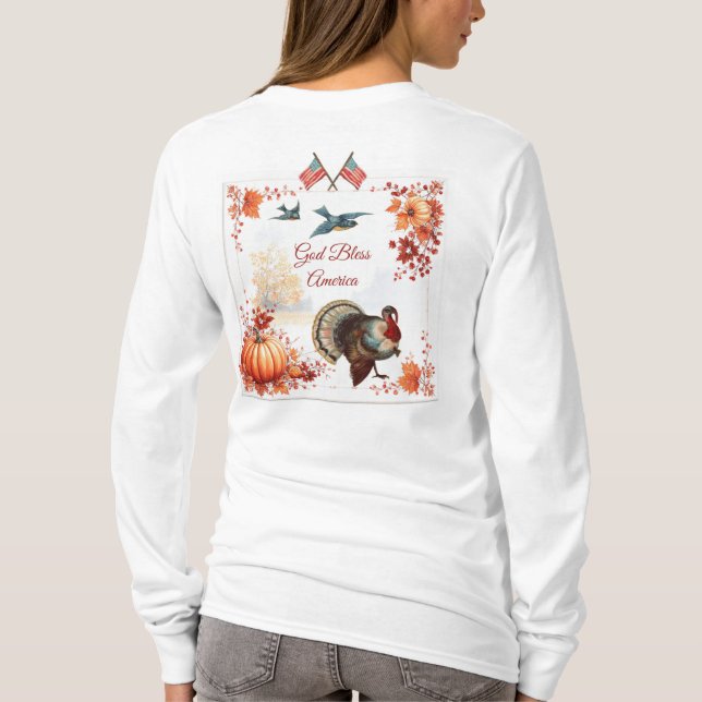 Patriotic Turkey Thanksgiving T-Shirt (Back)
