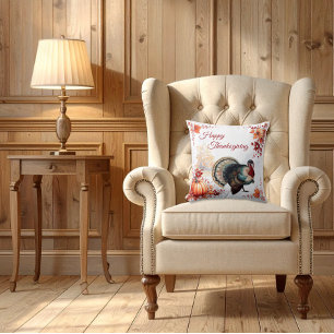 Patriotic Turkey Thanksgiving Throw Pillow