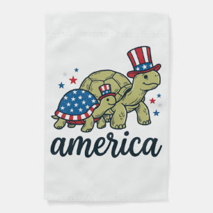 Patriotic Turtle America Vintage Engraving Design_ Garden Flag