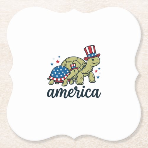Patriotic Turtle America Vintage Engraving Design_ Paper Coaster